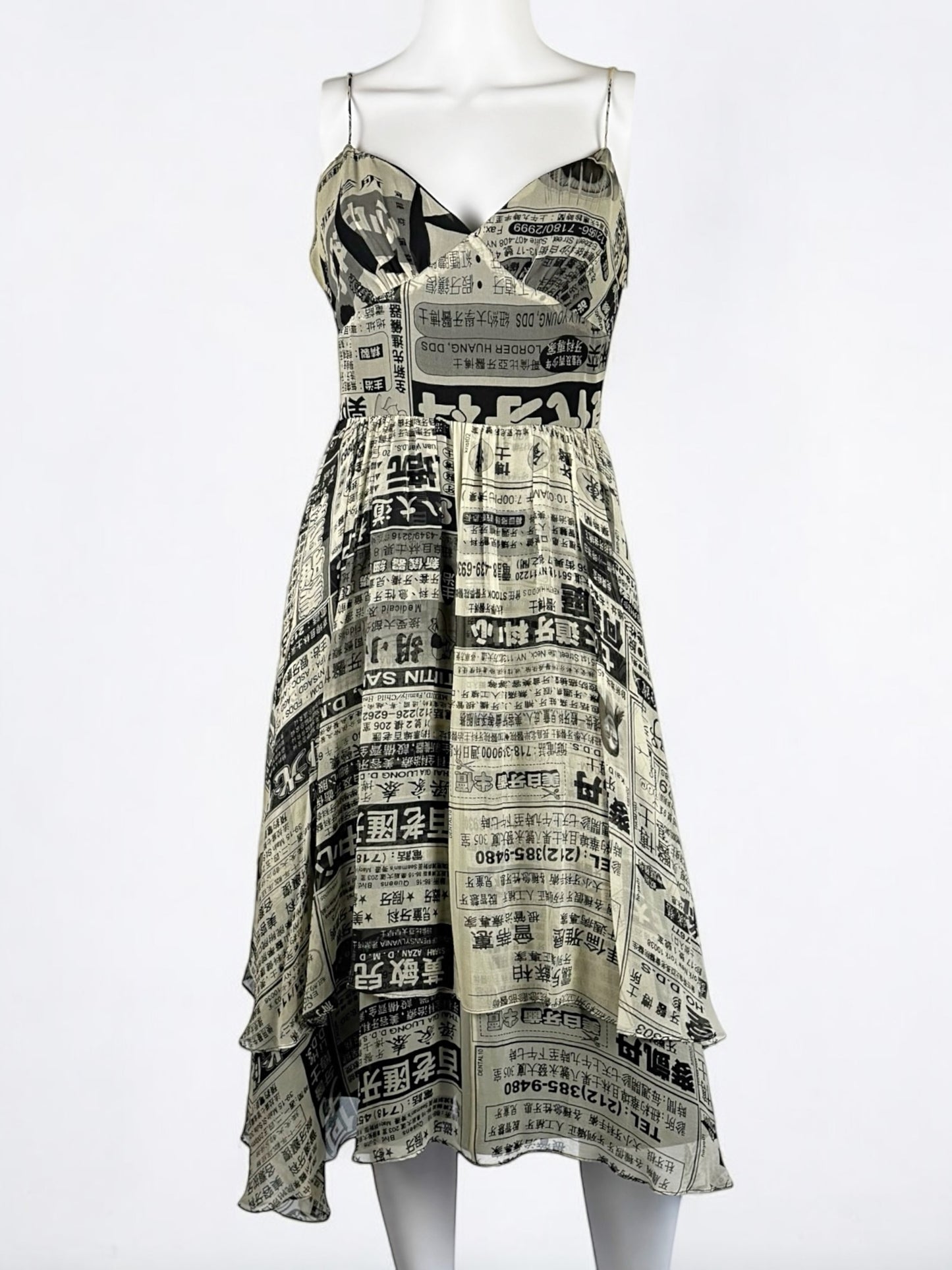 Betsey Johnson Silk Chinese Newspaper Dress, SS 2005