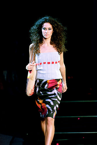 Gianni Versace by Donatella Abstract Skirt & Mesh Top, FW 1999