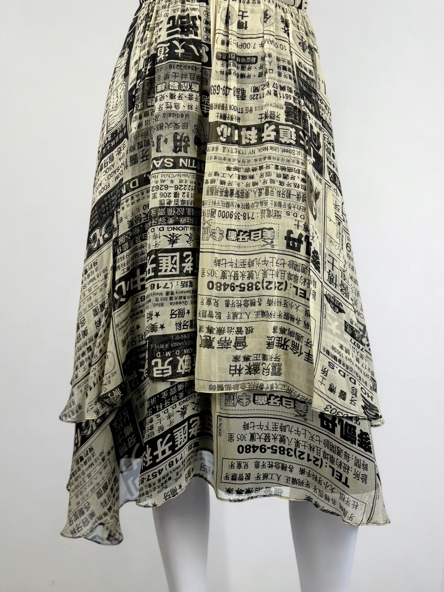 Betsey Johnson Silk Chinese Newspaper Dress, SS 2005