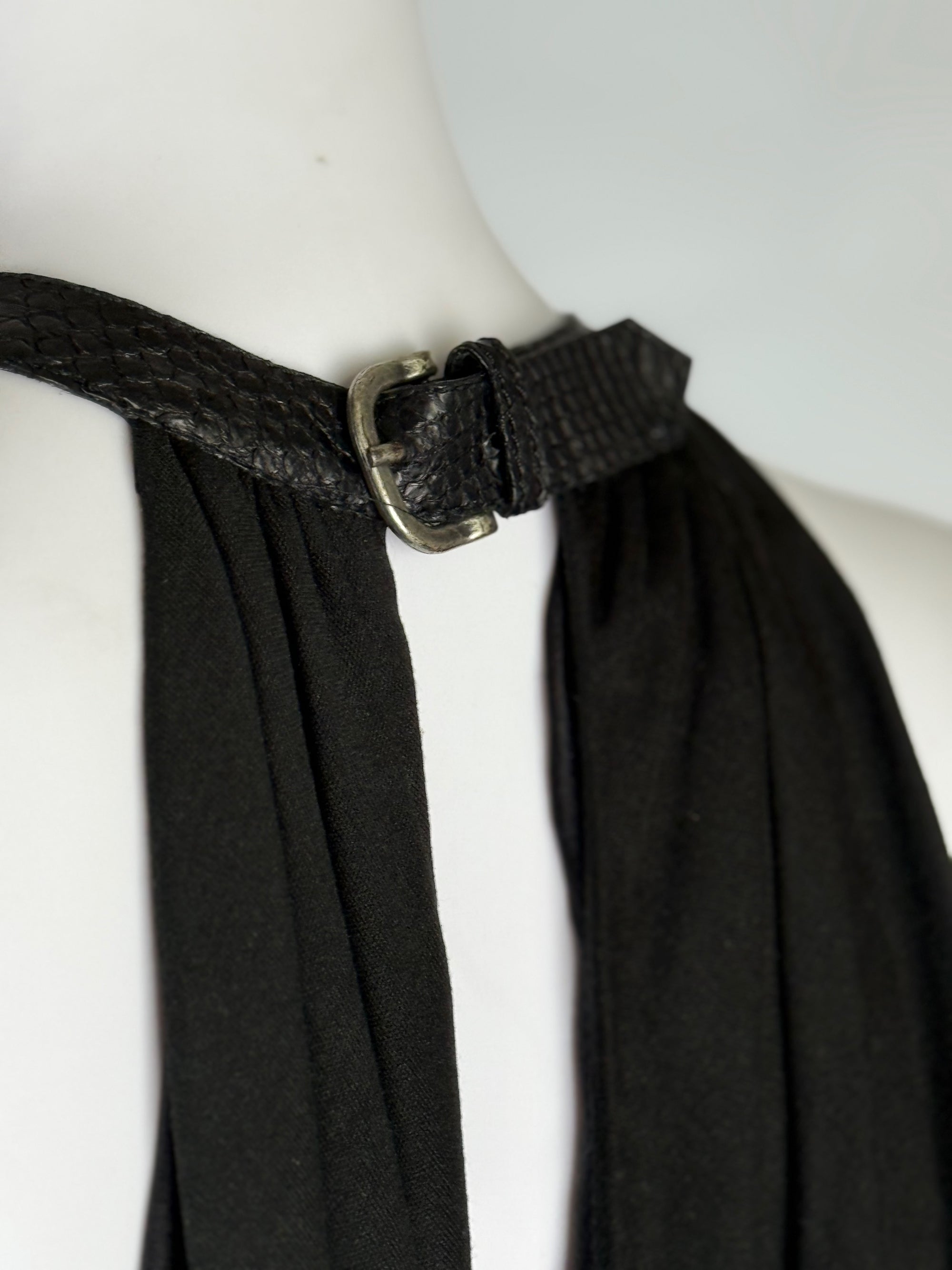 Alexander McQueen Jersey Dress w Leather Collar, 2002