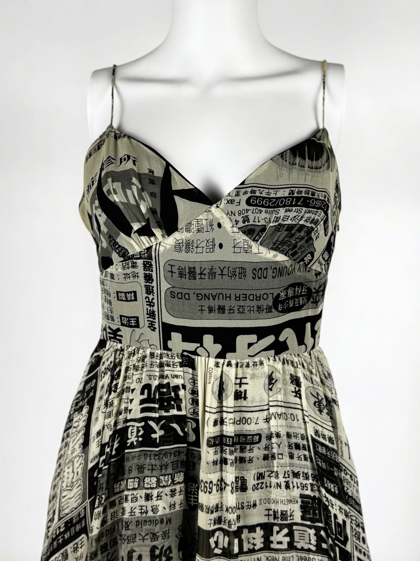 Betsey Johnson Silk Chinese Newspaper Dress, SS 2005