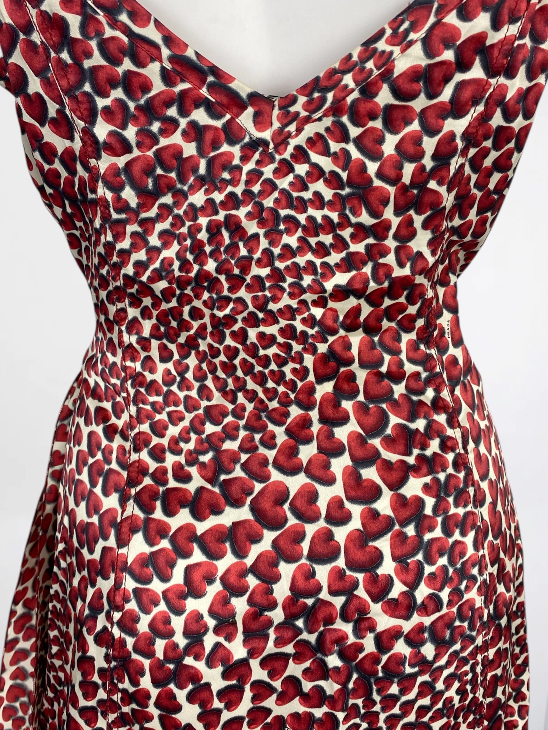 Prada Silk Heart Print Dress, SS 2000