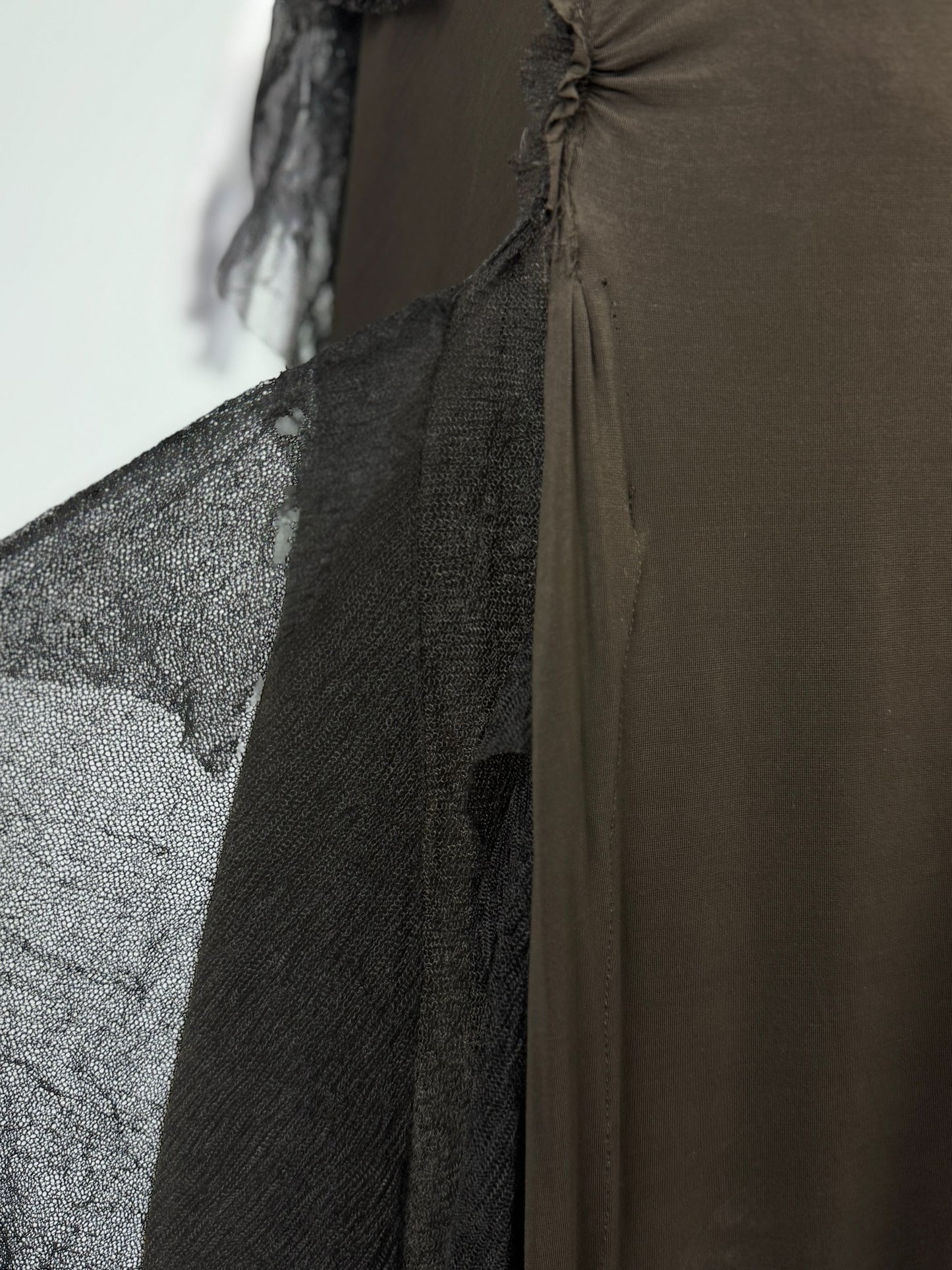 Donna Karan Ruched Dress with Tulle Ruffles, FW 2004