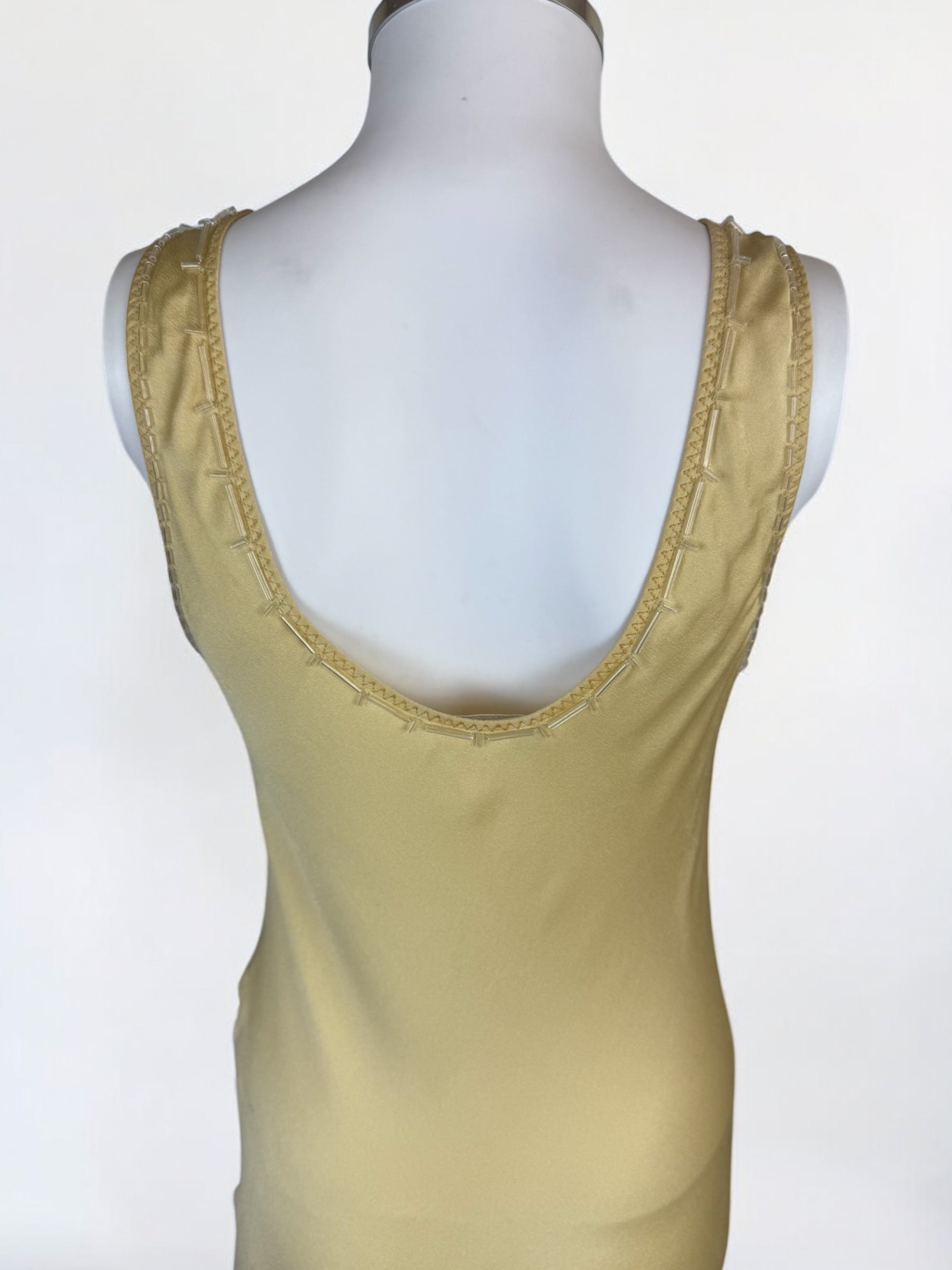 Prada Butter Yellow Silk Beaded Dress, 1990s