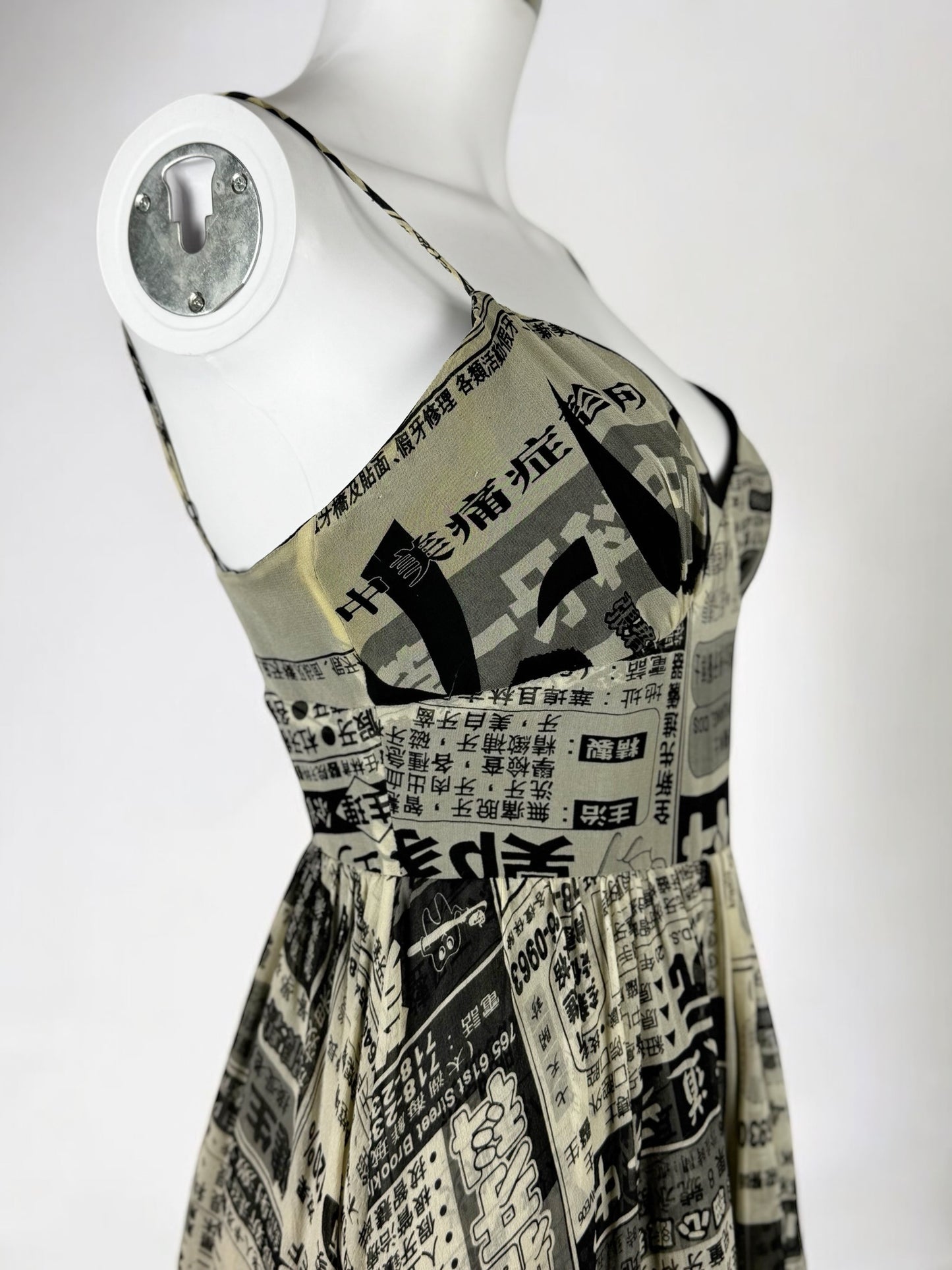 Betsey Johnson Silk Chinese Newspaper Dress, SS 2005