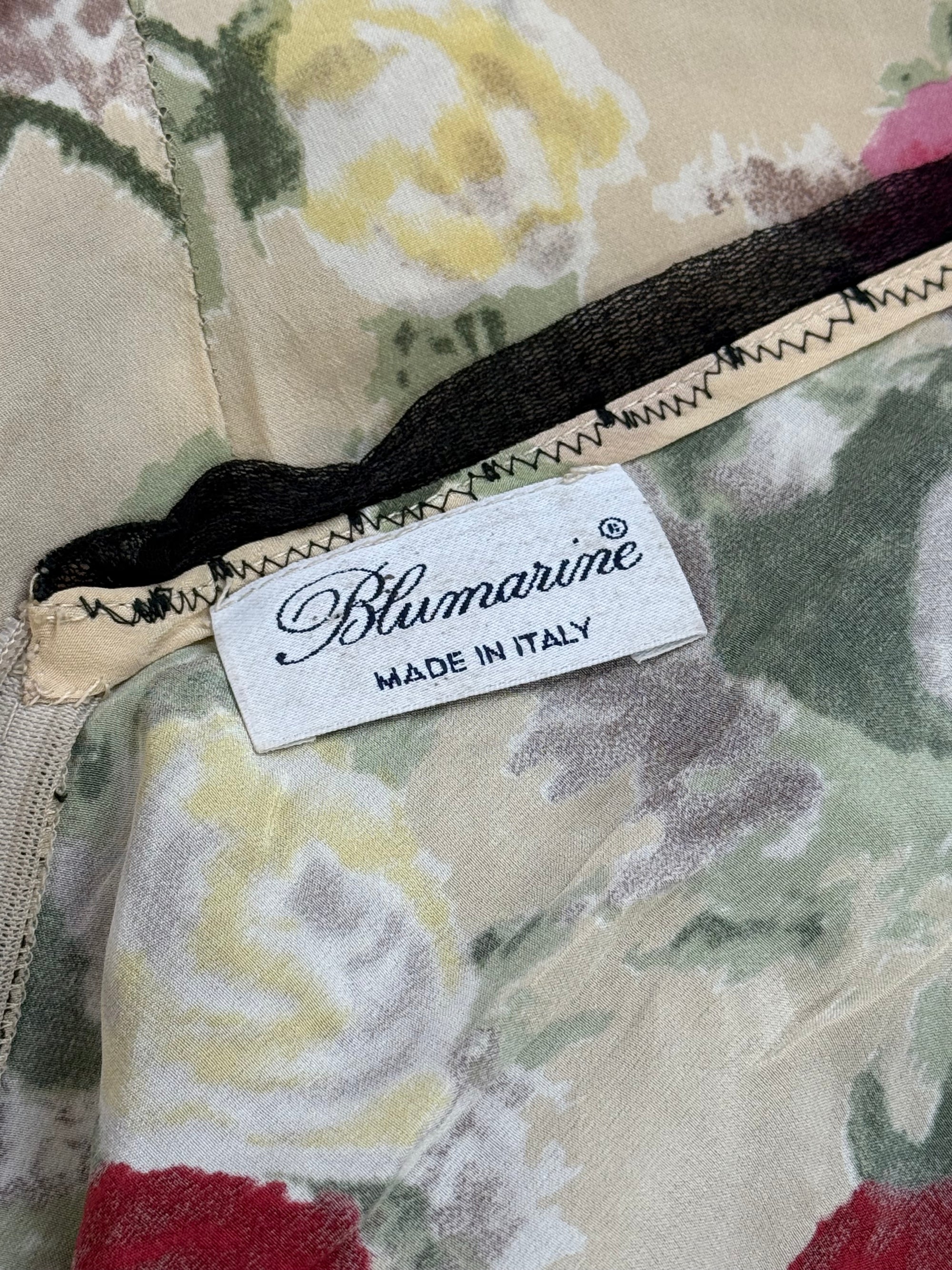 Blumarine Silk Floral Dress w Mesh, SS 1999