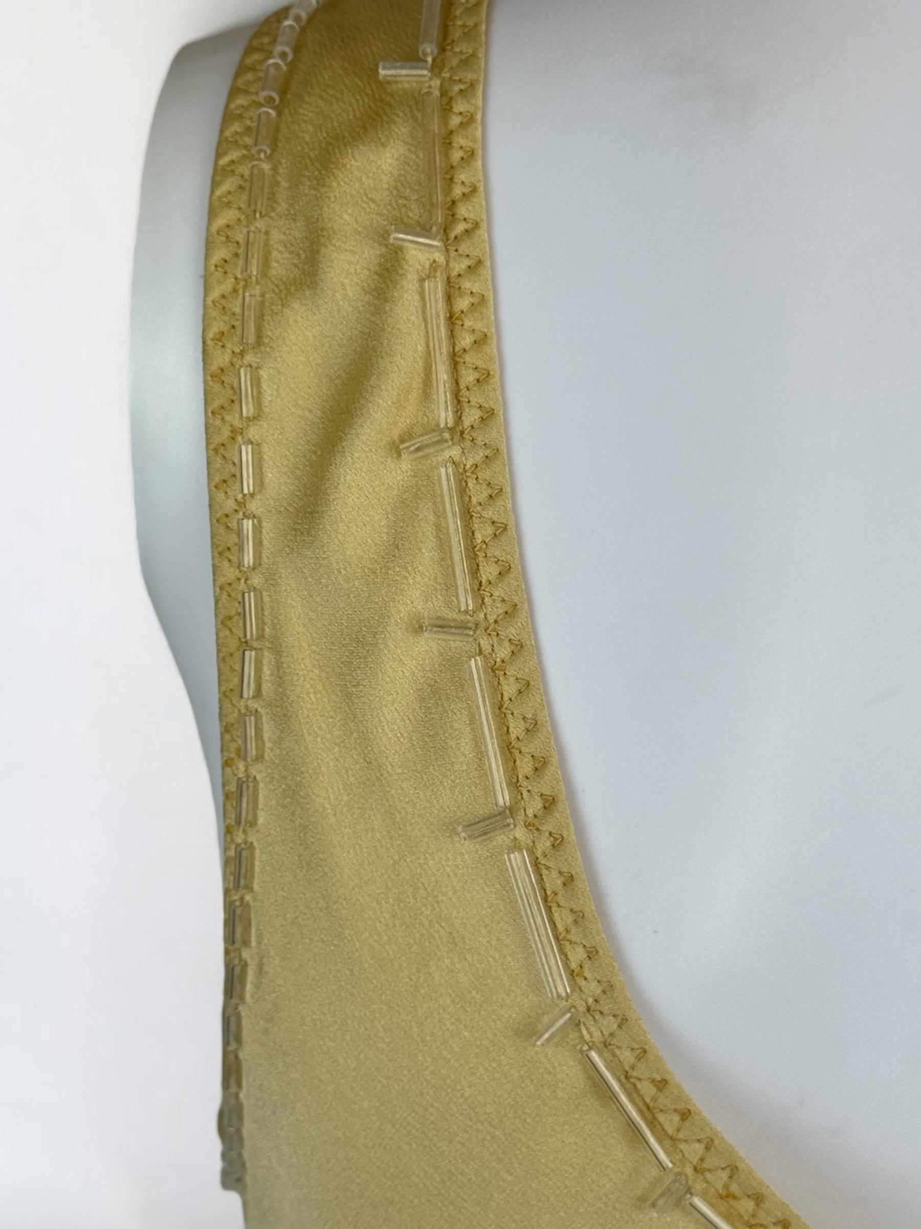 Prada Butter Yellow Silk Beaded Dress, 1990s