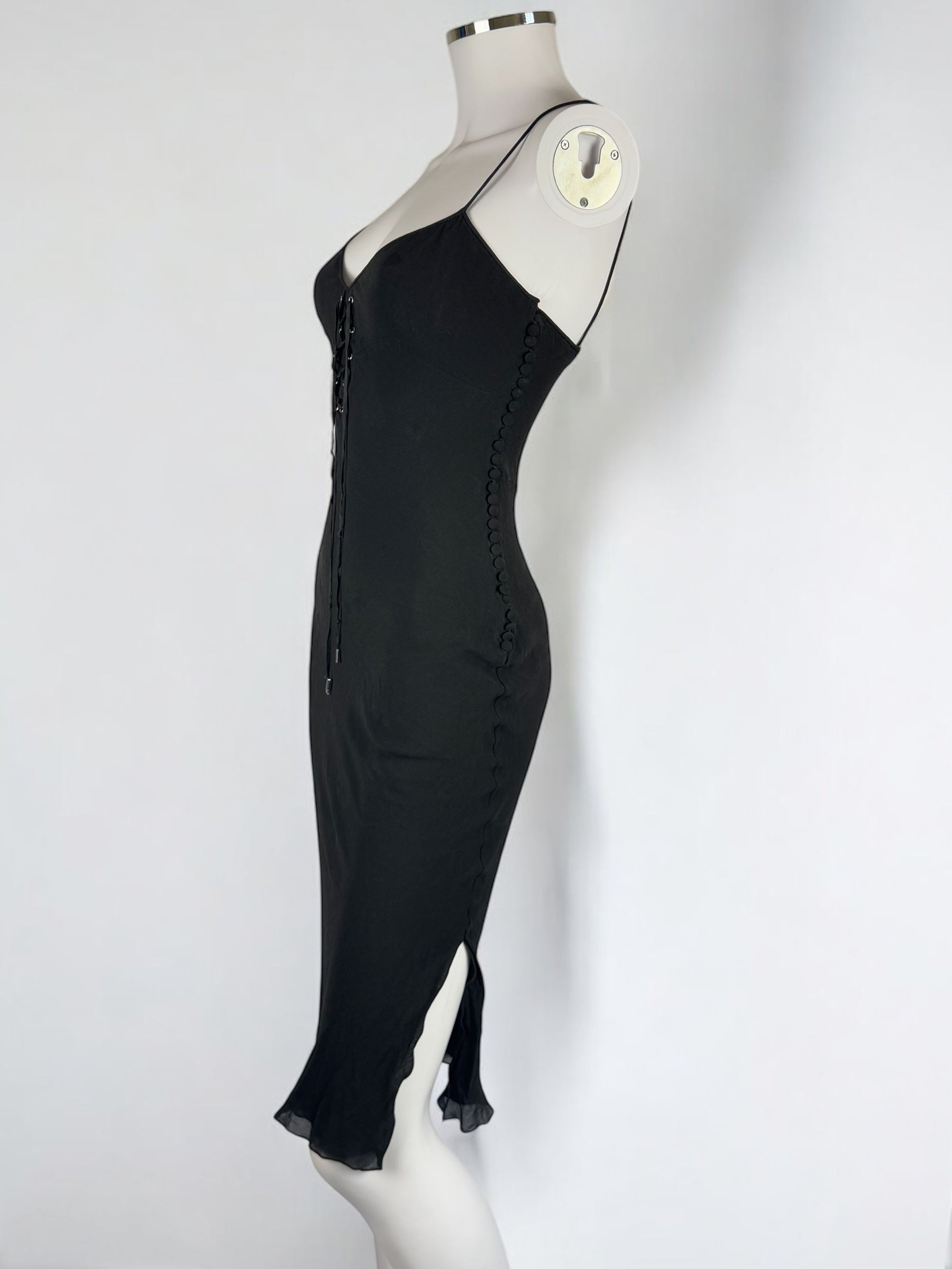 Christian Dior by John Galliano Black Silk Tie Front Dress, c. 2000s