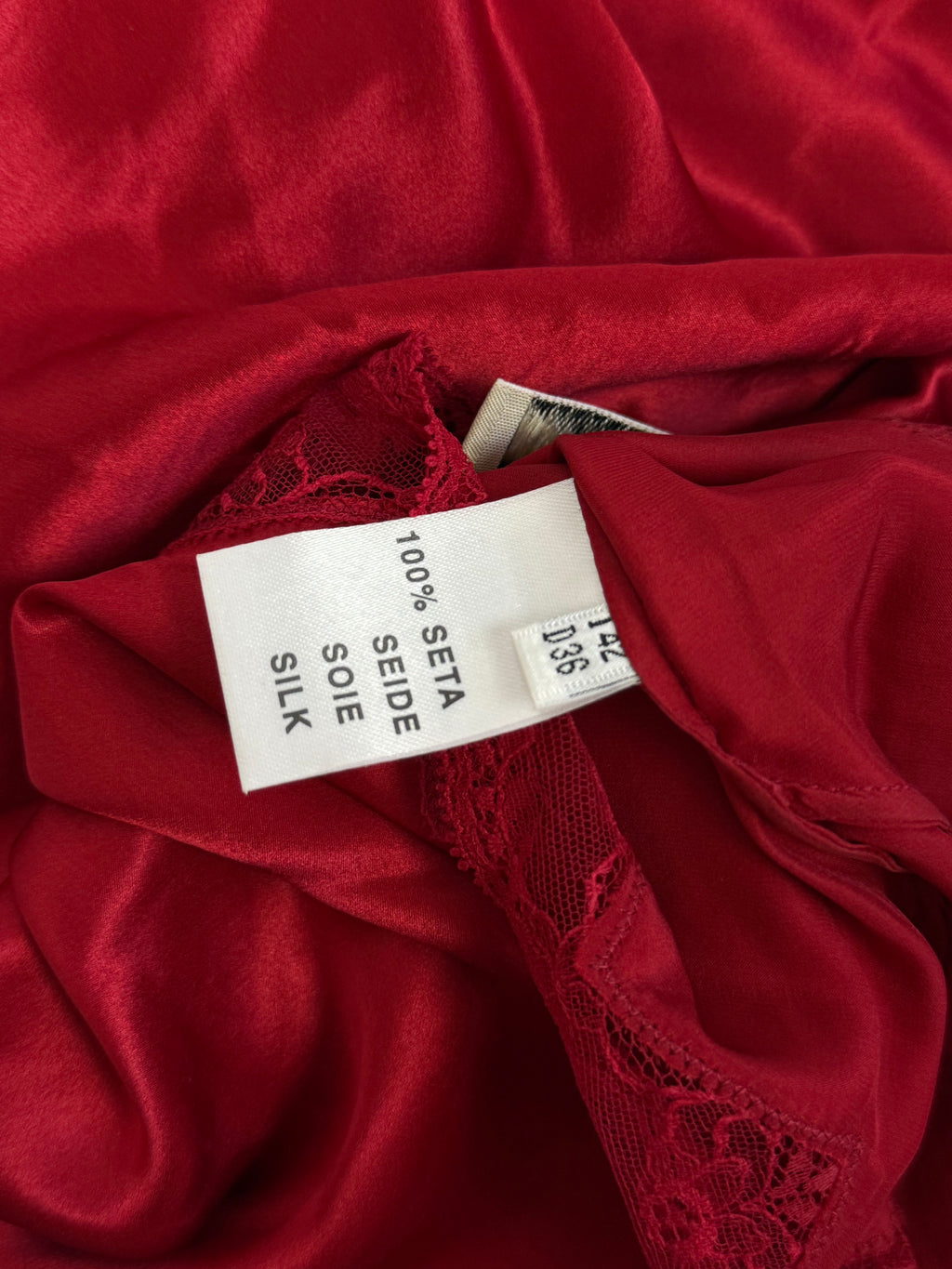 Blumarine Red Silk Lace Insert Slip Dress, c. 2000s