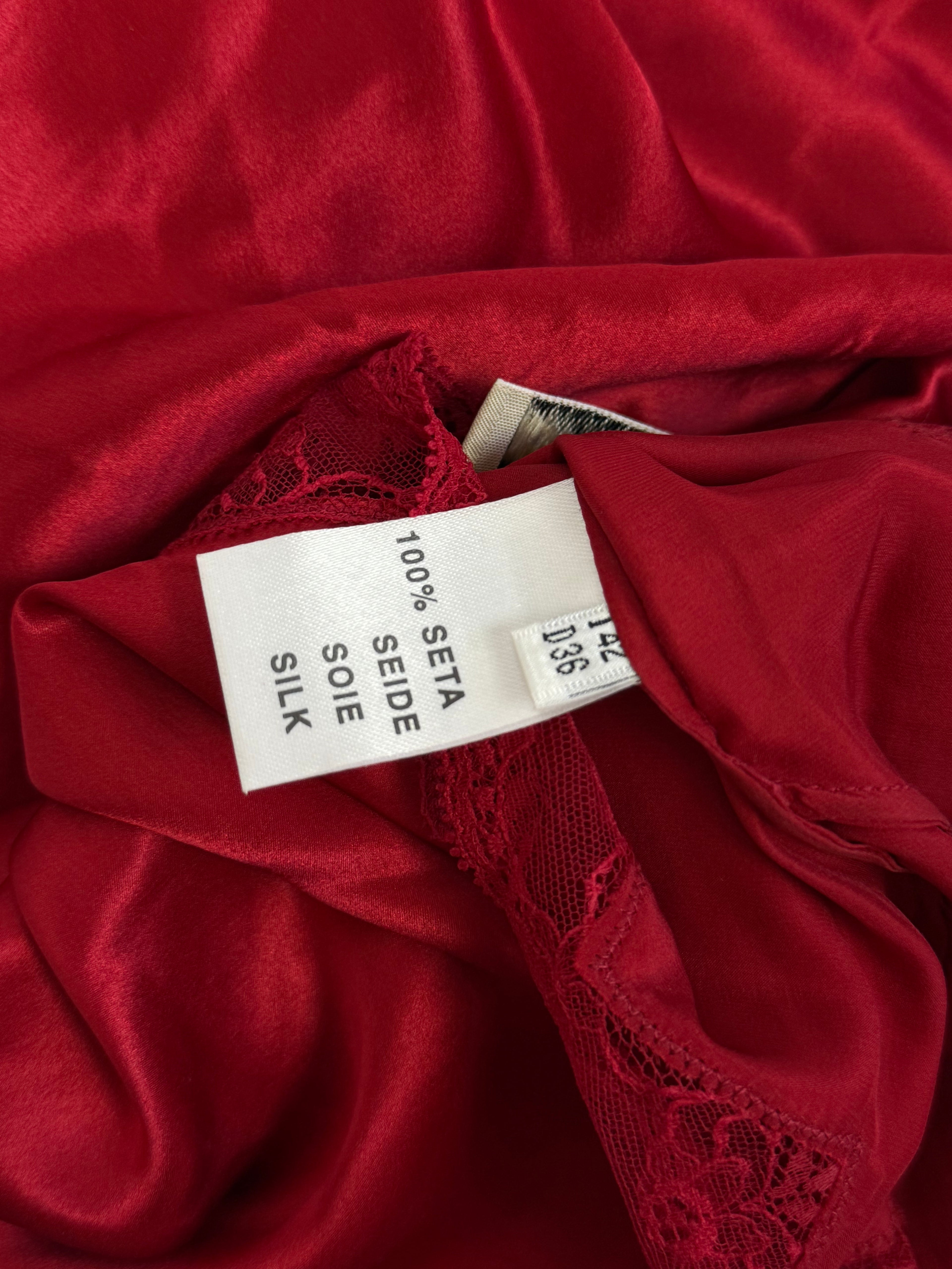 Blumarine Red Silk Lace Insert Slip Dress, c. 2000s