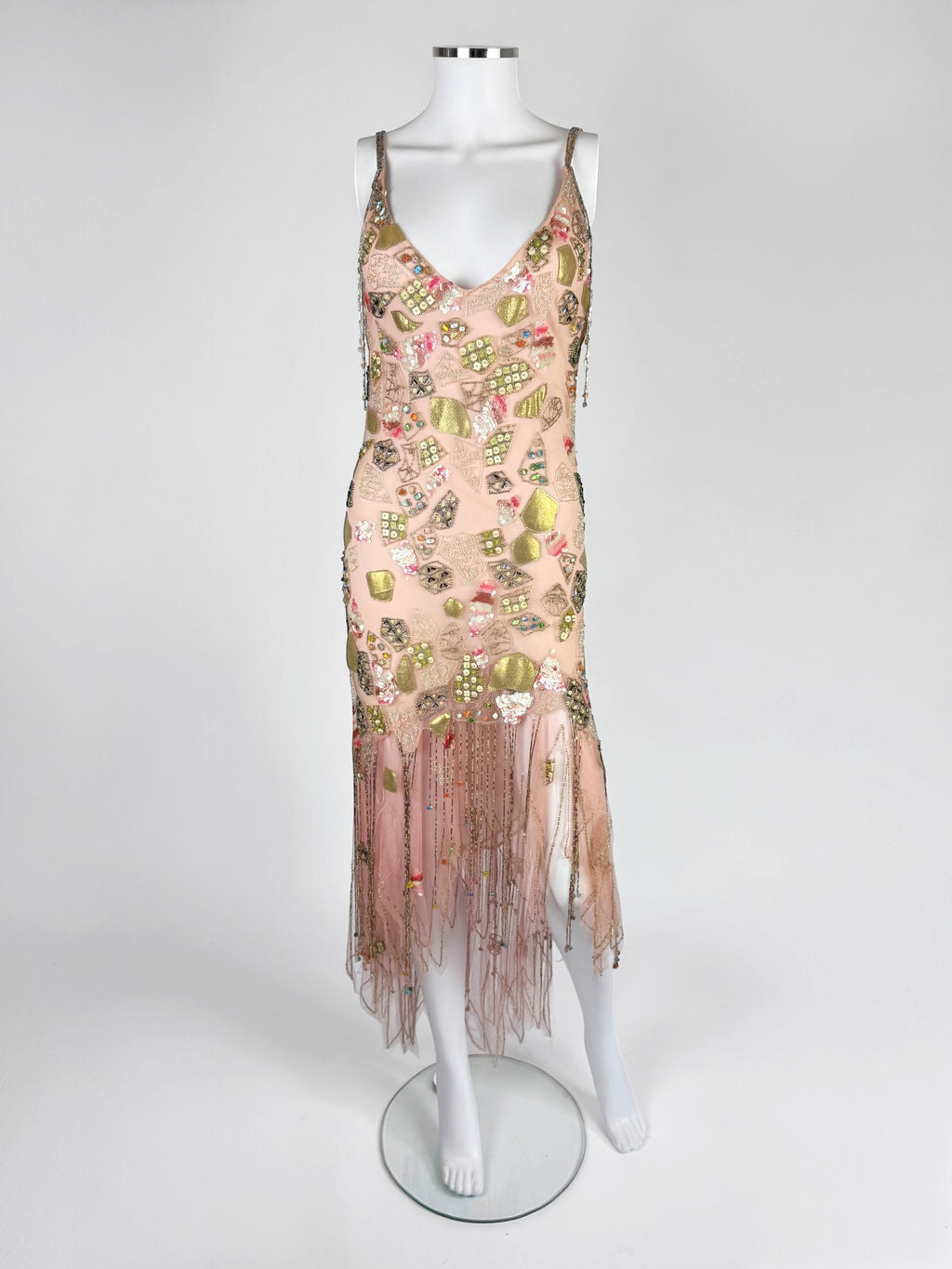 Jenny Packham Pink Silk Embroidered and Beaded Dress, c. 2000s
