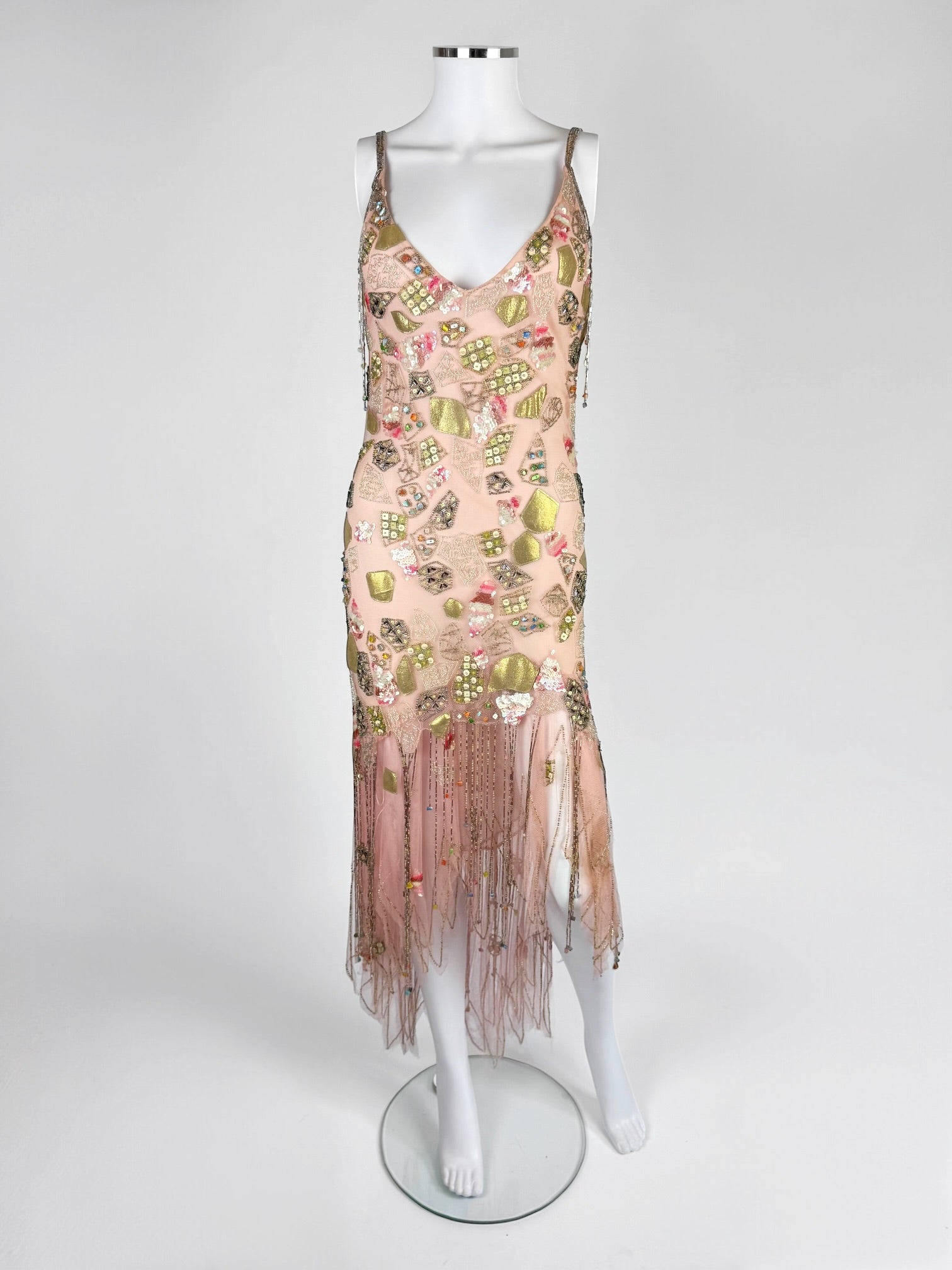 Jenny Packham Pink Silk Embroidered and Beaded Dress, c. 2000s