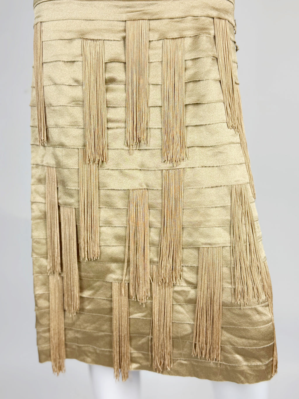 Alberta Ferretti Champagne Gold Fringe Silk Dress, SS 2009