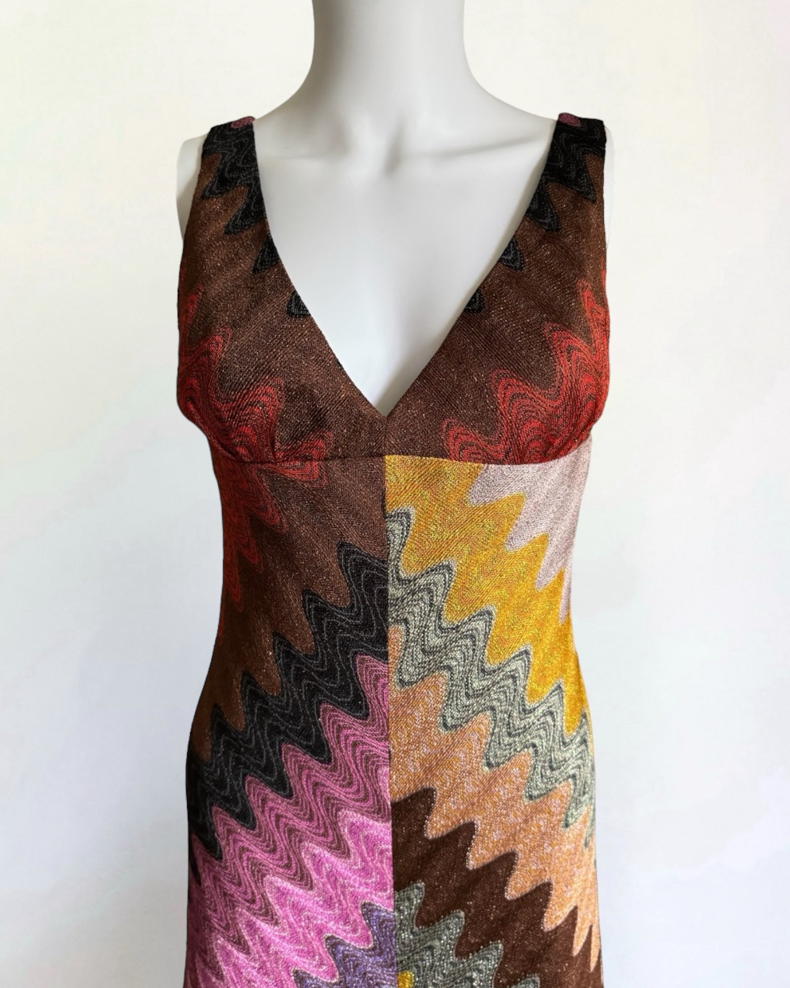 Missoni Metallic Crochet Knit Multicolour Gown, Contemporary