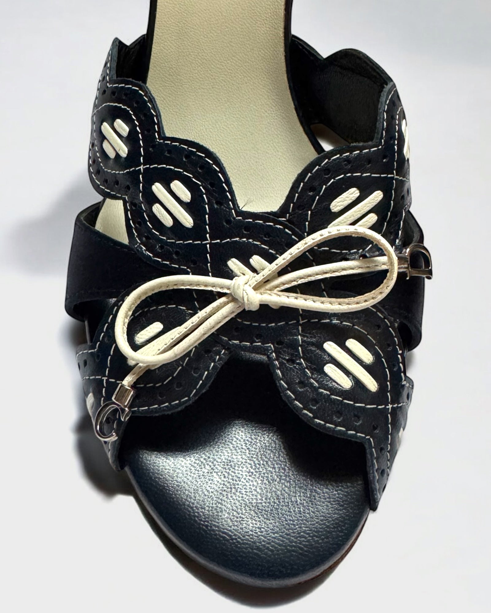Christian Dior Navy Leather Bow Heels, c. 2000s