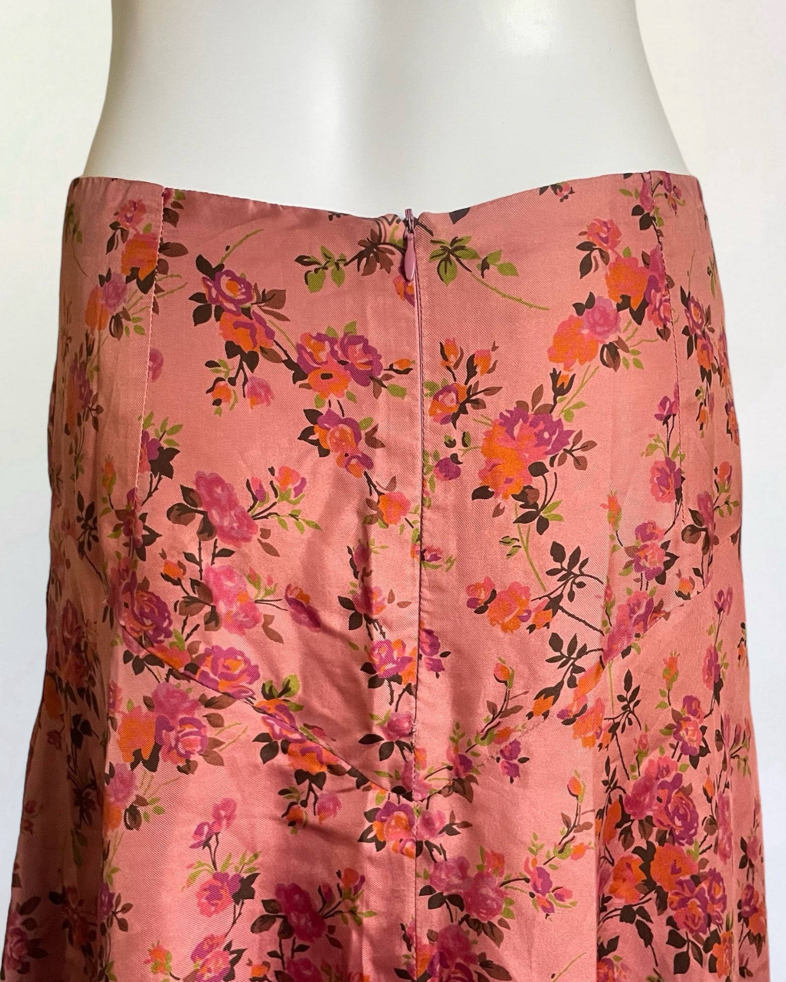 Dries Van Noten Pink Silk Floral Skirt, c. 1990s
