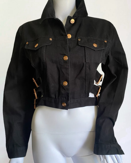 Gaultier Junior Black Bondage Denim Jacket, c. Late 1980s