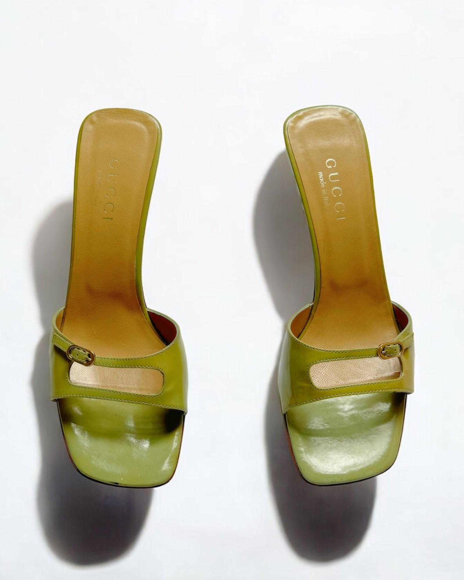 Gucci Green Patent Leather Mules, c. 2000s