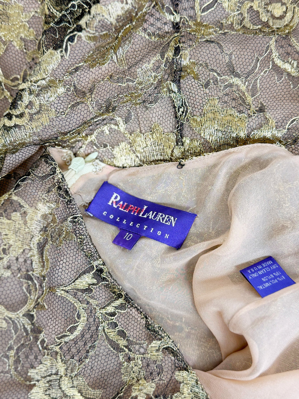 Ralph Lauren Gold Lace Gown, FW 1996