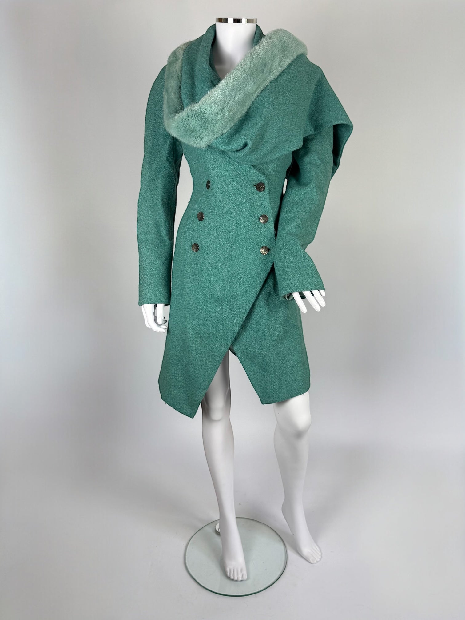 Christian Dior by John Galliano Wool and Mink Fur Coat, FW 1998