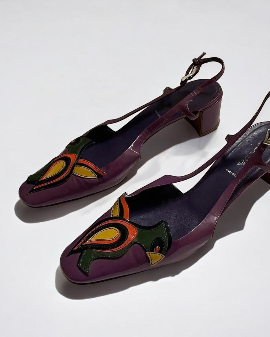 Prada Purple Floral Patent Leather Sandals, c. 2000s