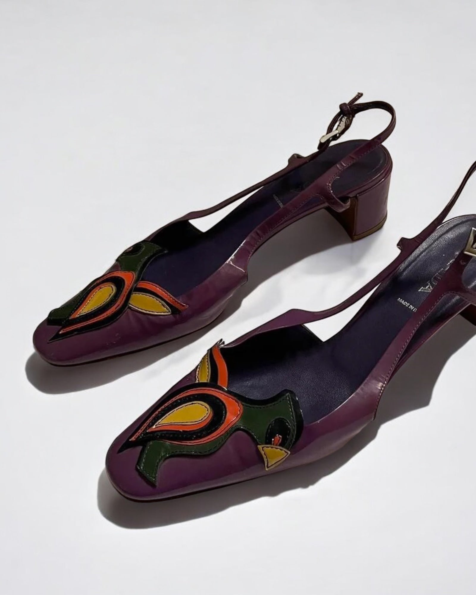 Prada Purple Floral Patent Leather Sandals, c. 2000s