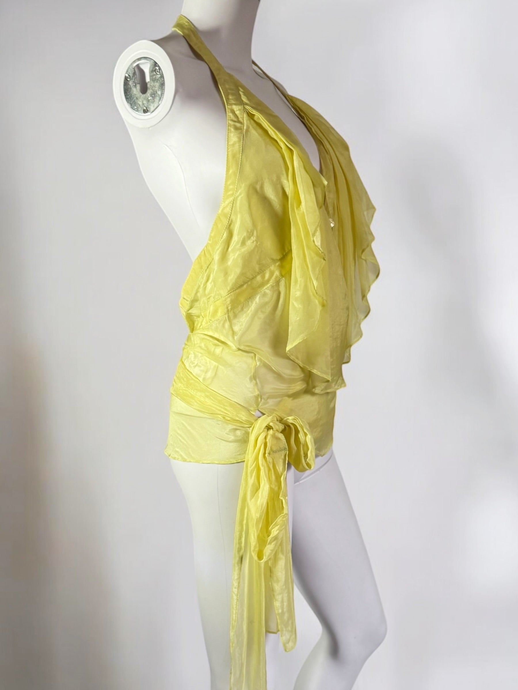 Gucci by Tom Ford Yellow Silk Ruffle Blouse, 2004