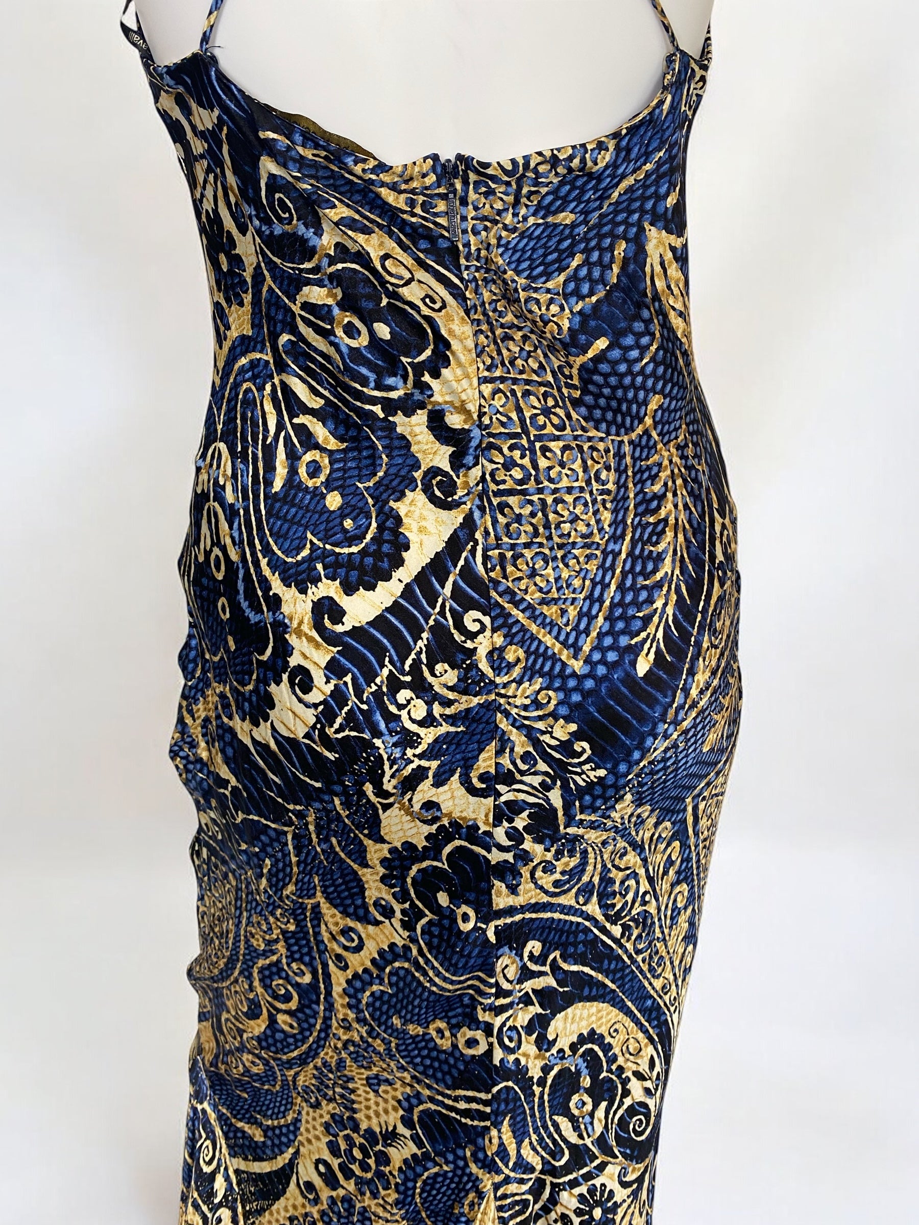Roberto Cavalli Blue and Gold Silk Gown, 2005