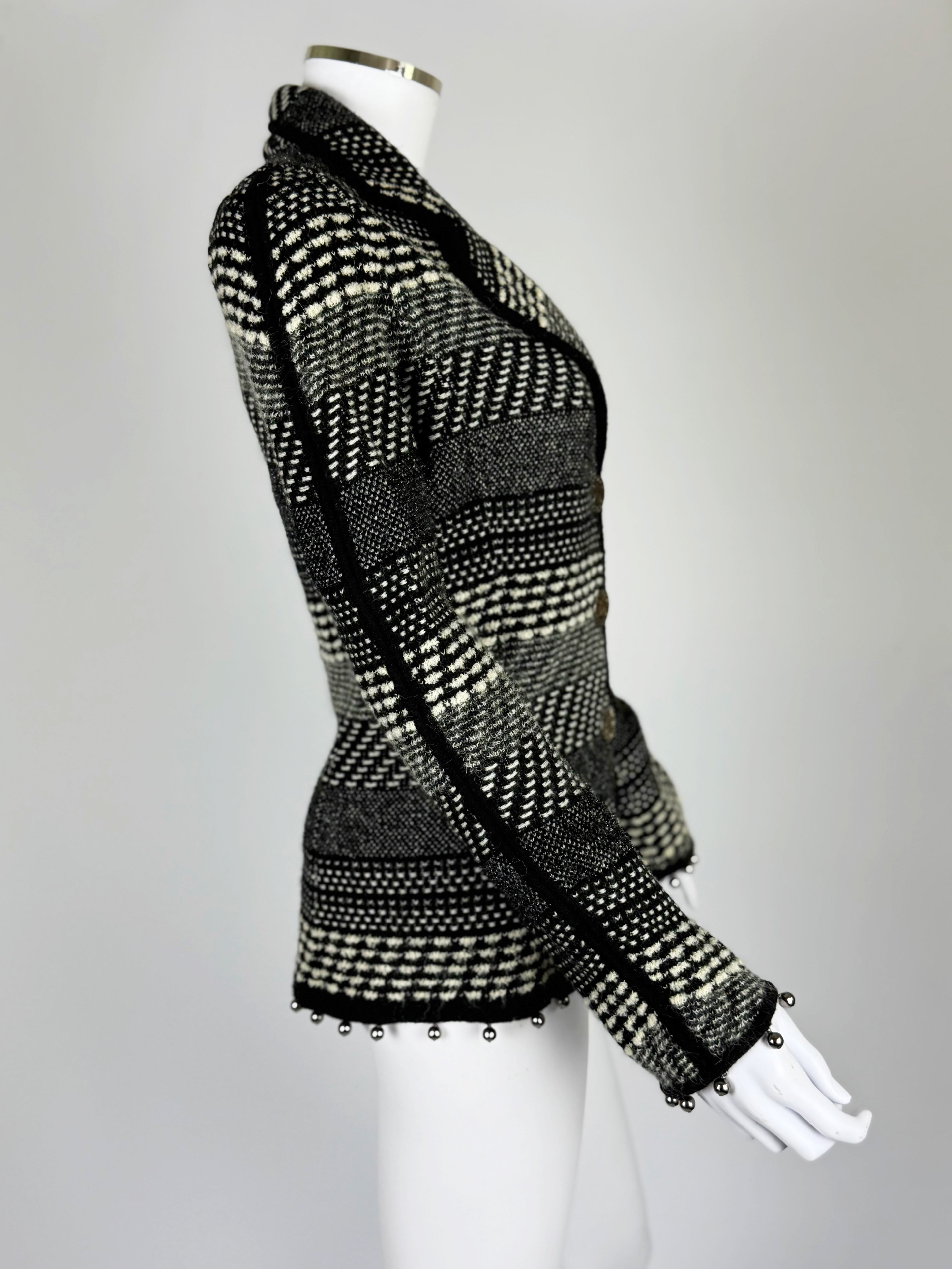 John Galliano Wool Jacket w Beaded Hem, FW 2004