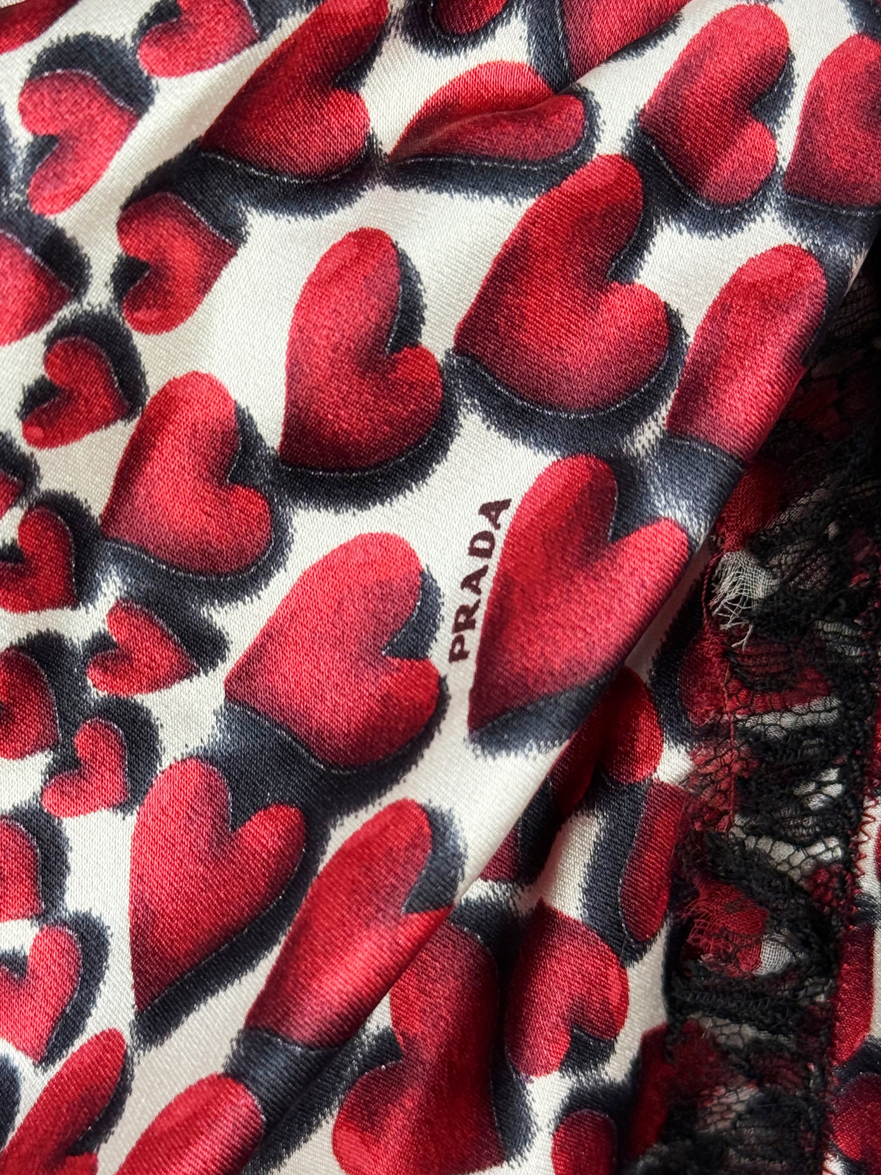Prada Silk Heart Print Dress, SS 2000