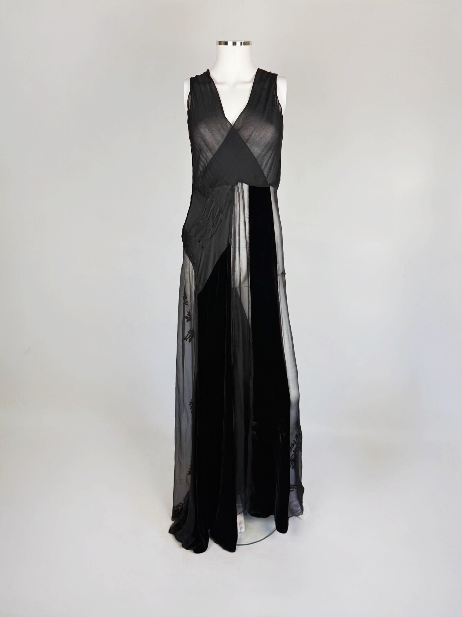 Alberta Ferretti Black Silk and Velvet Gown, SS 2003