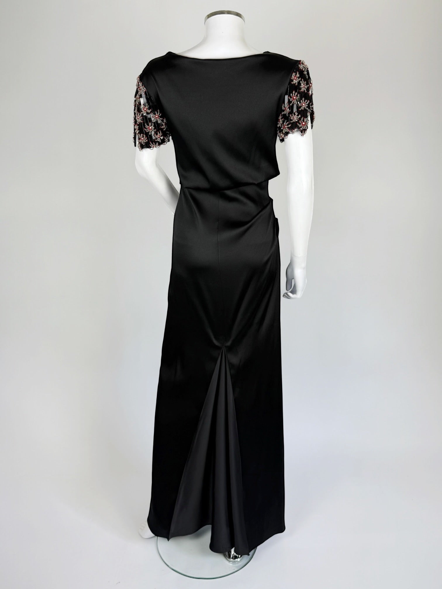 Giorgio Armani Satin Gown w Embellished Sleeves, FW 2017