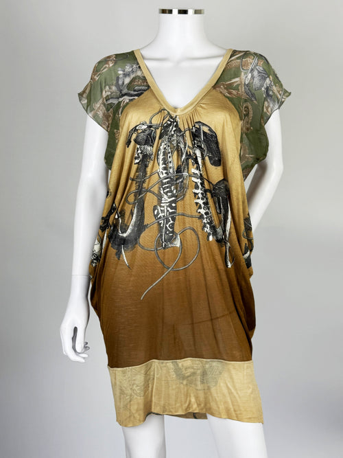Jean Paul Gaultier Silk Graphic Dress, c. 2000s