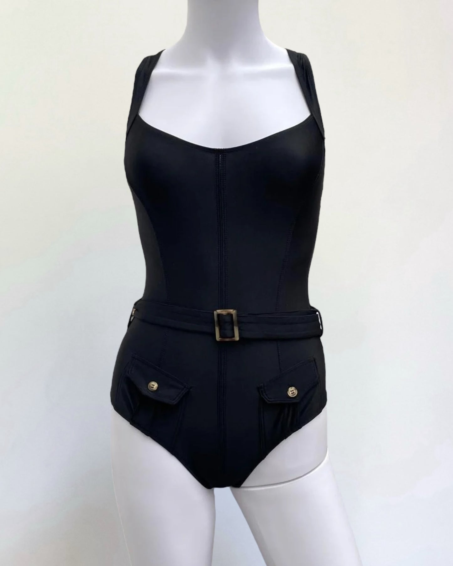 Jean Paul Gaultier Black Belted Swimsuit c. 1990s