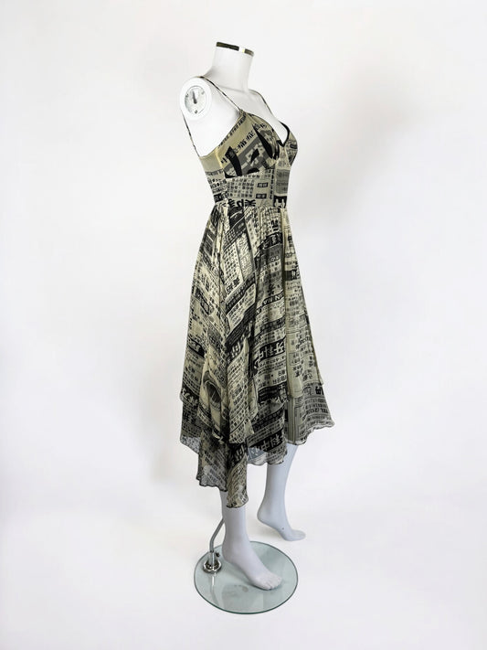 Betsey Johnson Silk Chinese Newspaper Dress, SS 2005