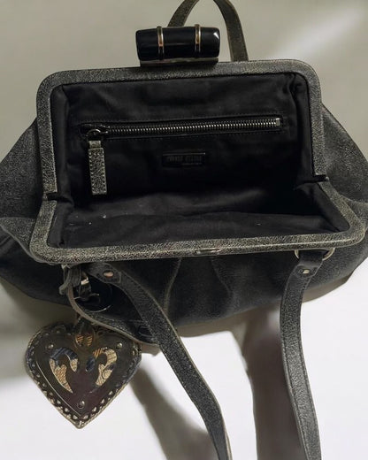 Miu Miu Weathered Leather Frame Bag, c. 2000s