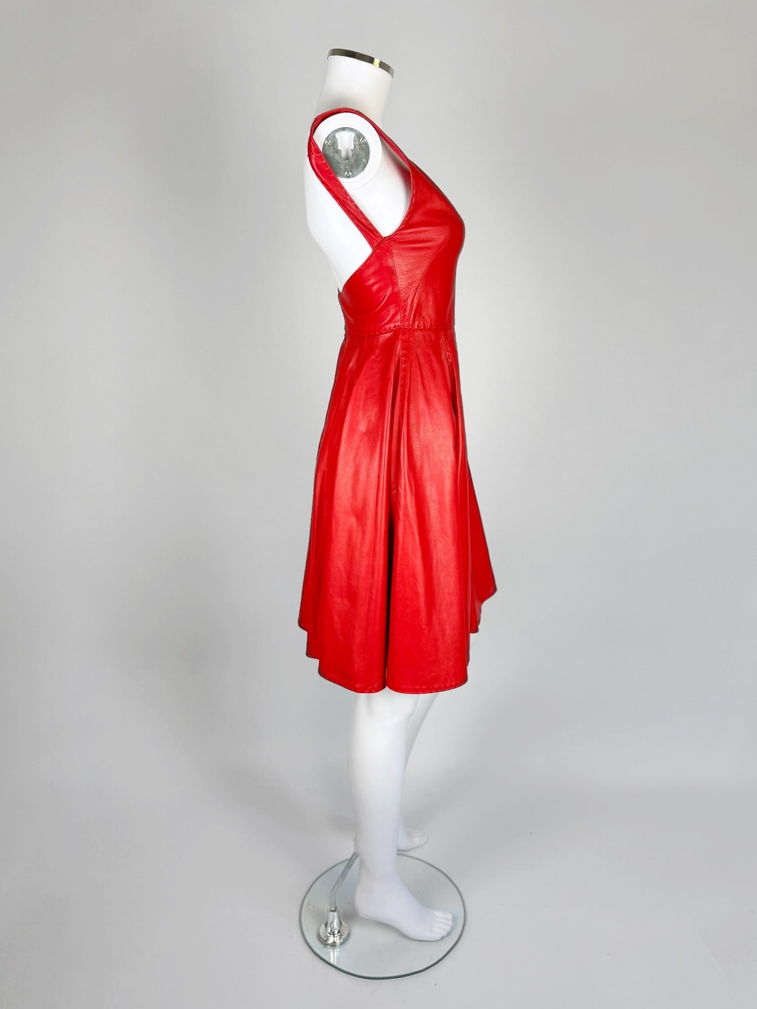 alexander mcqueen red leather dress McQueen Leather Floral Fringe Dress - Black - Women