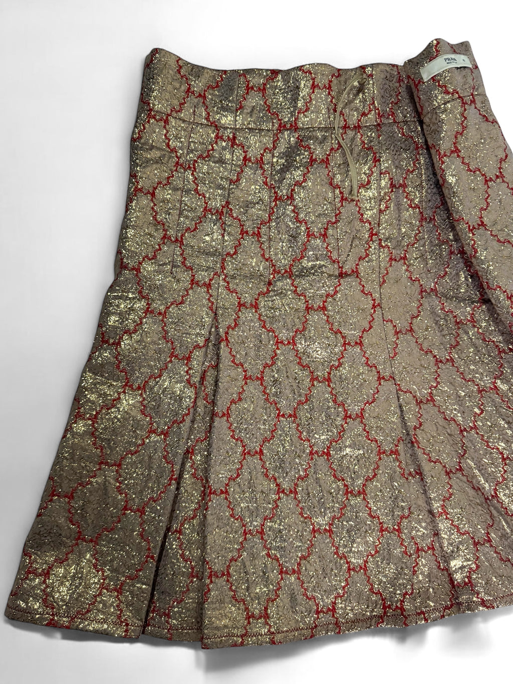 Prada Red and Gold Brocade Skirt, SS 2002