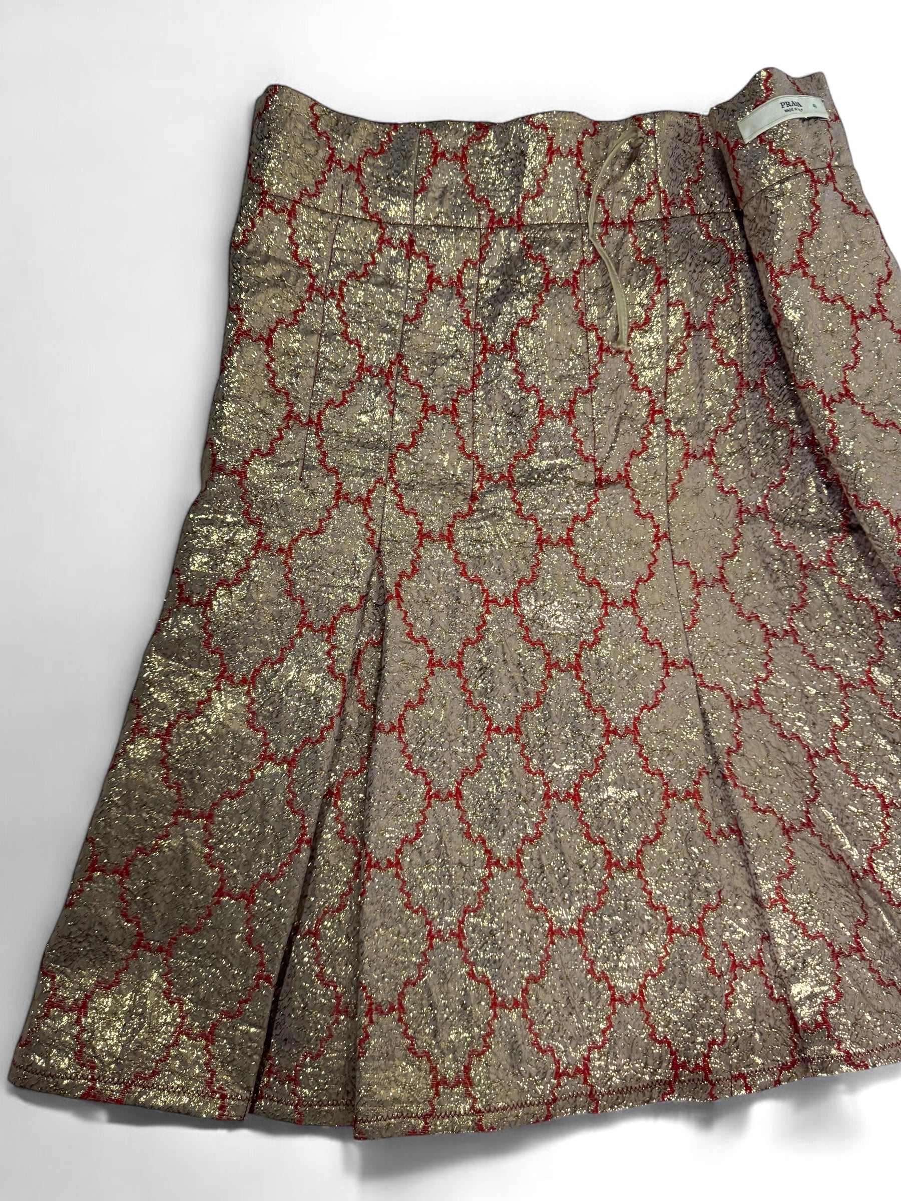 Prada Red and Gold Brocade Skirt, SS 2002