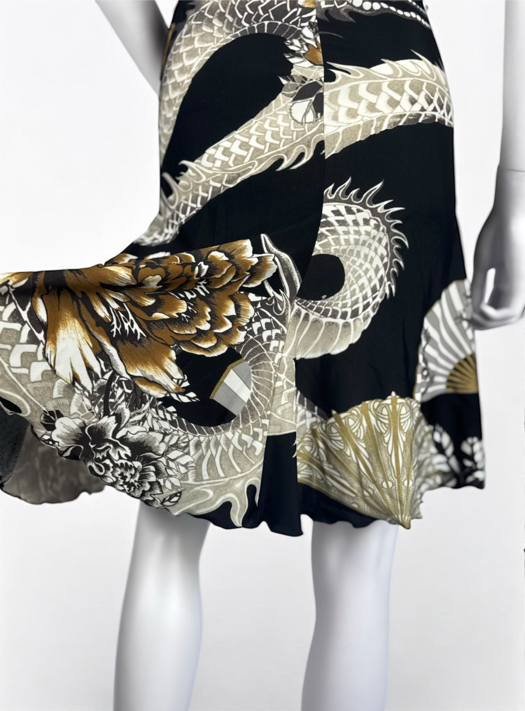 Roberto Cavalli Dragon and Fan Mini Dress, 2006