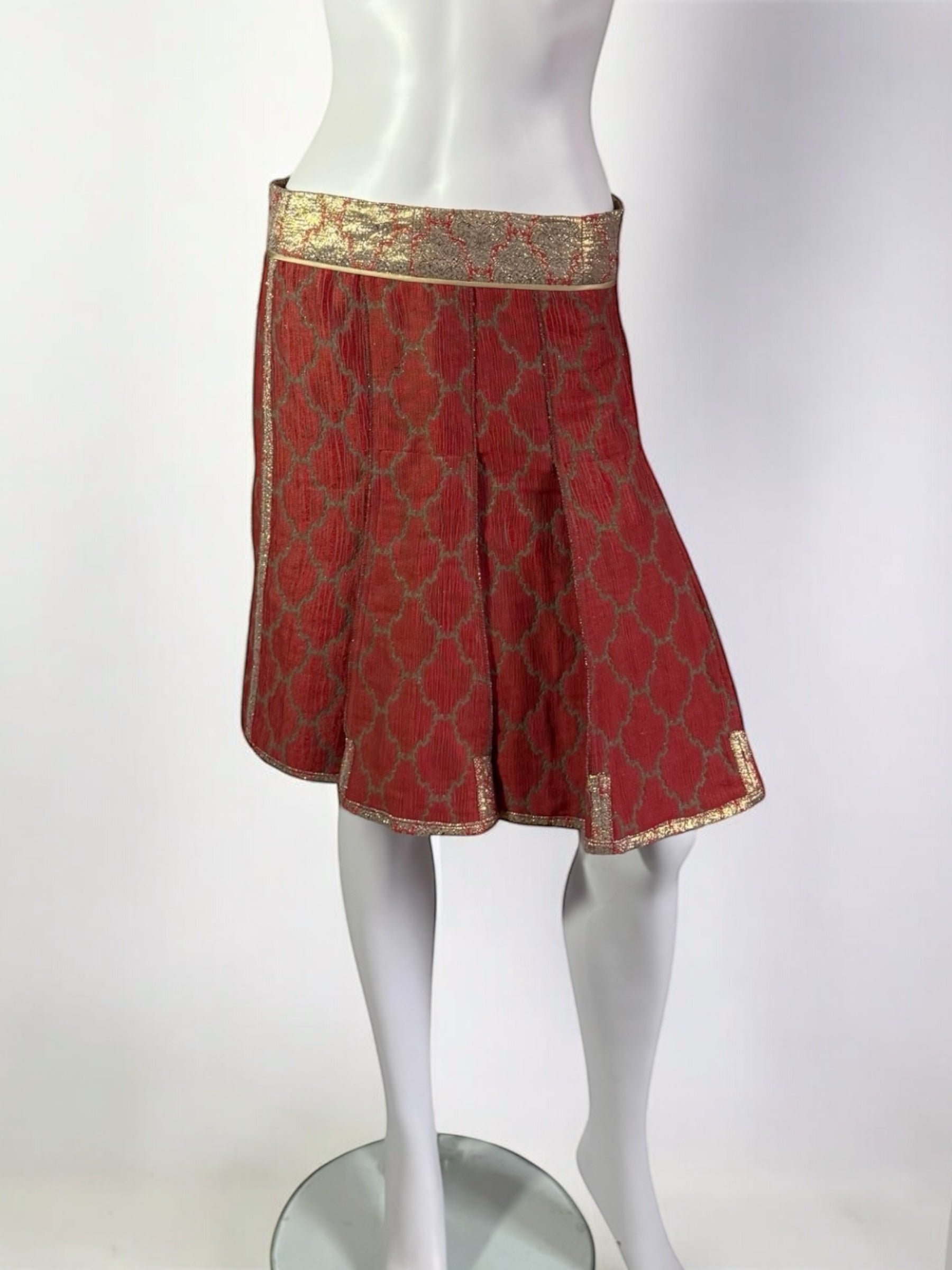Prada Red and Gold Brocade Skirt, SS 2002