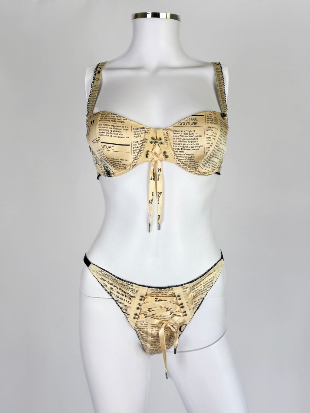 John Galliano Newspaper Silk Lingerie Set, 2004