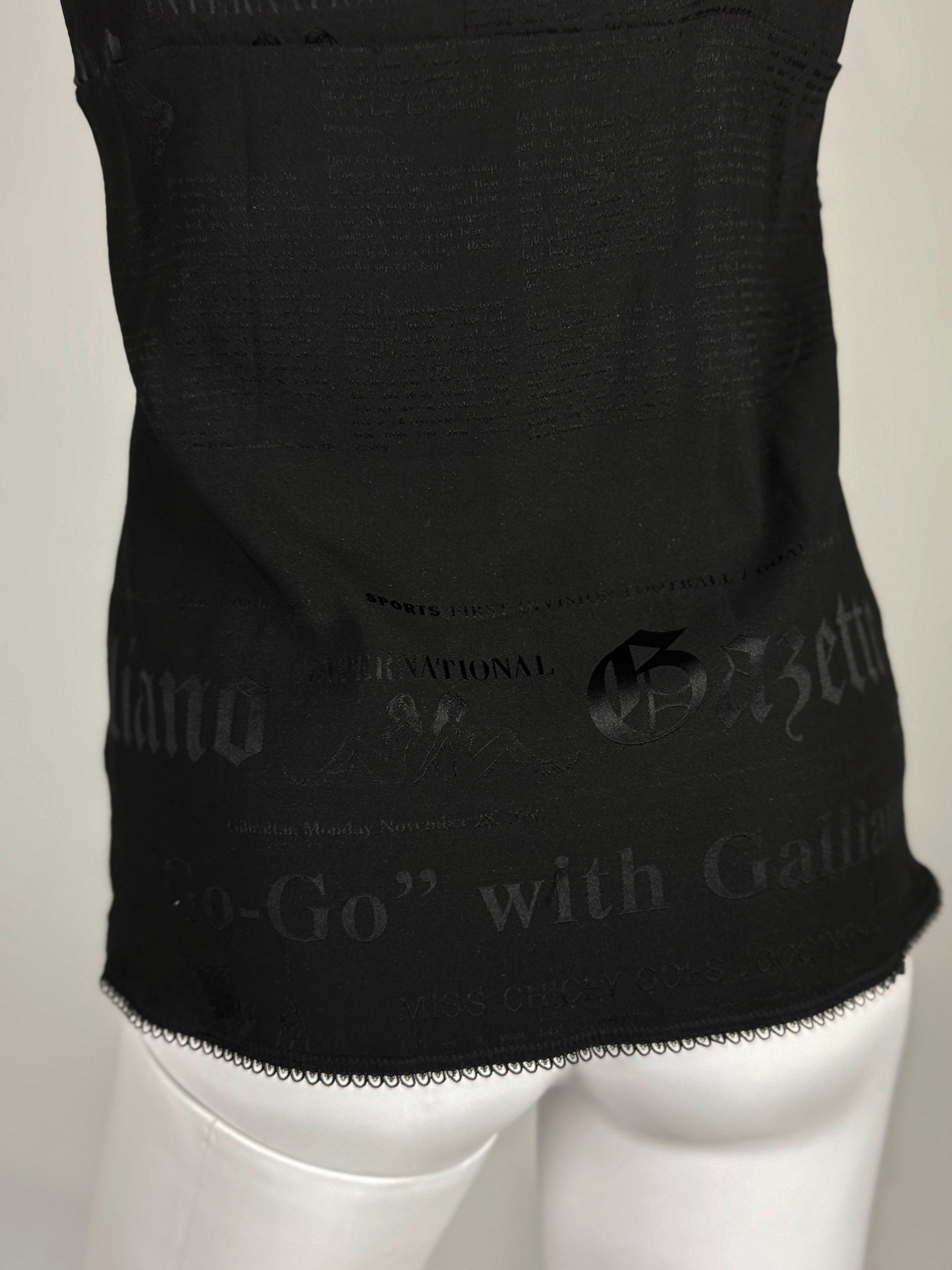 John Galliano Newspaper Print Silk Mix Cami, 2006