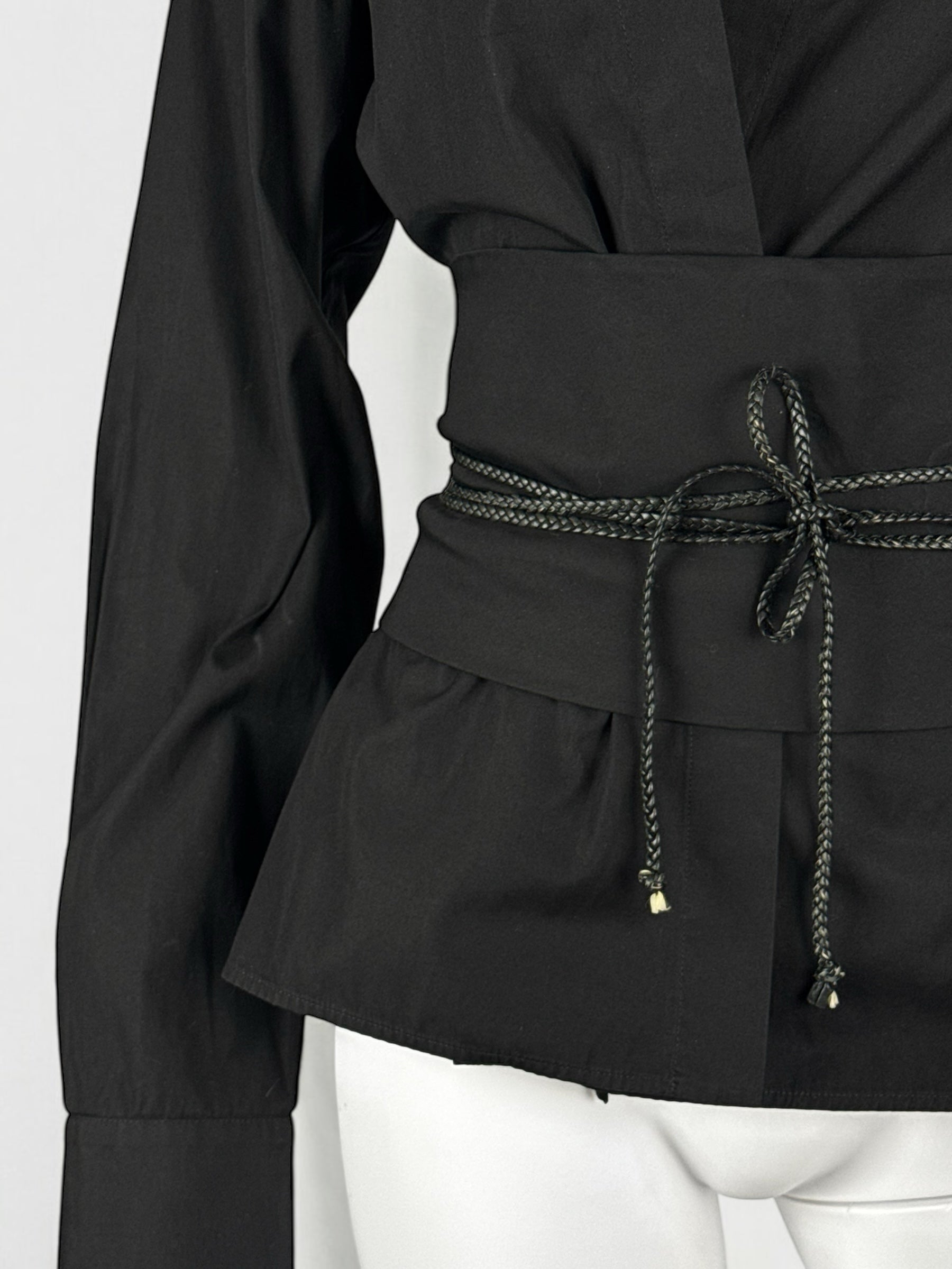 Gucci by Tom Ford Black Blouse w Obi Belt, FW 2002