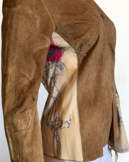 Roberto Cavalli Suede and Silk Tattoo Blouse, SS 2003