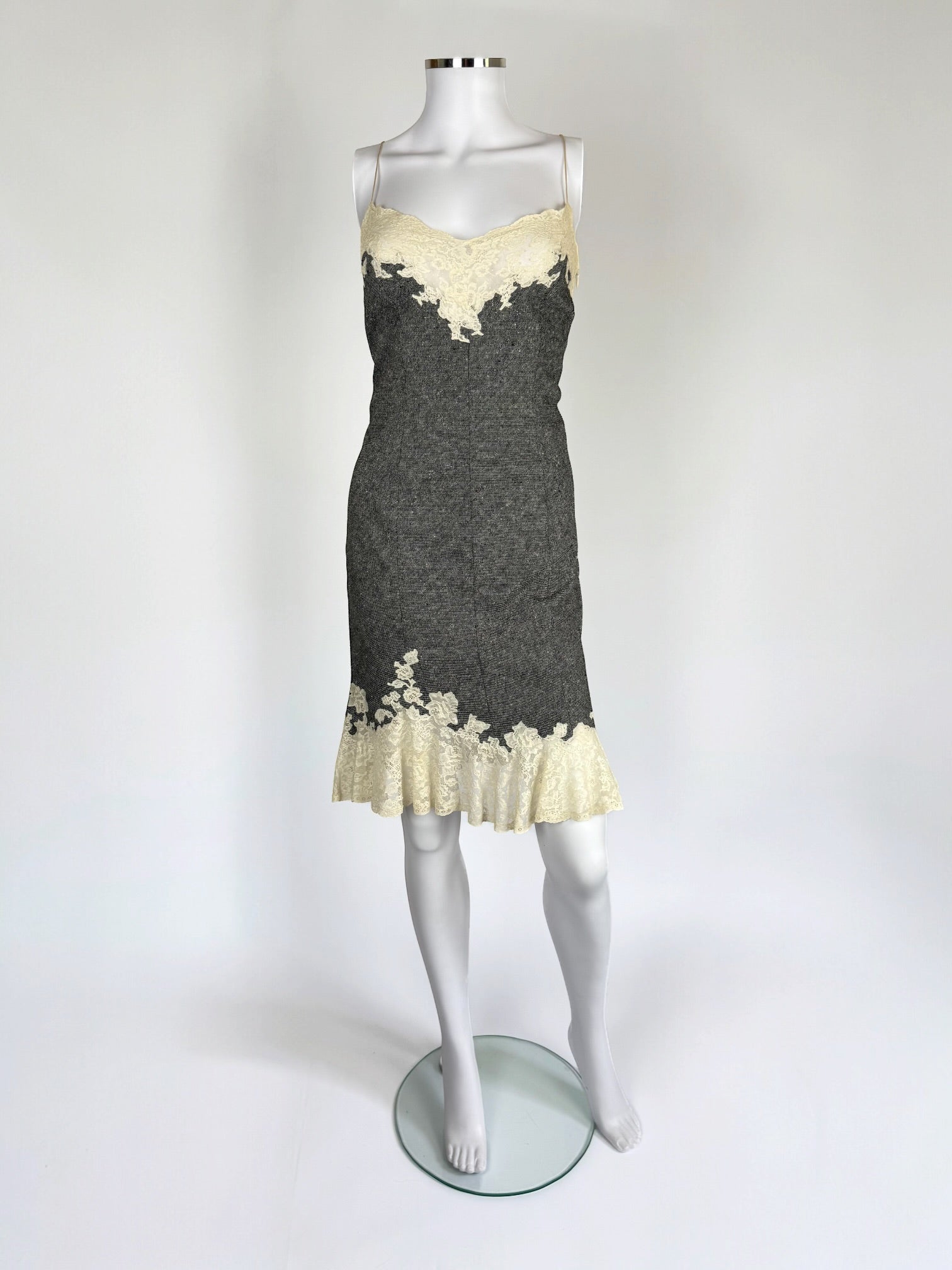 Christian Dior by John Galliano Wool & Lace Slip Dress Ensemble, FW 1998