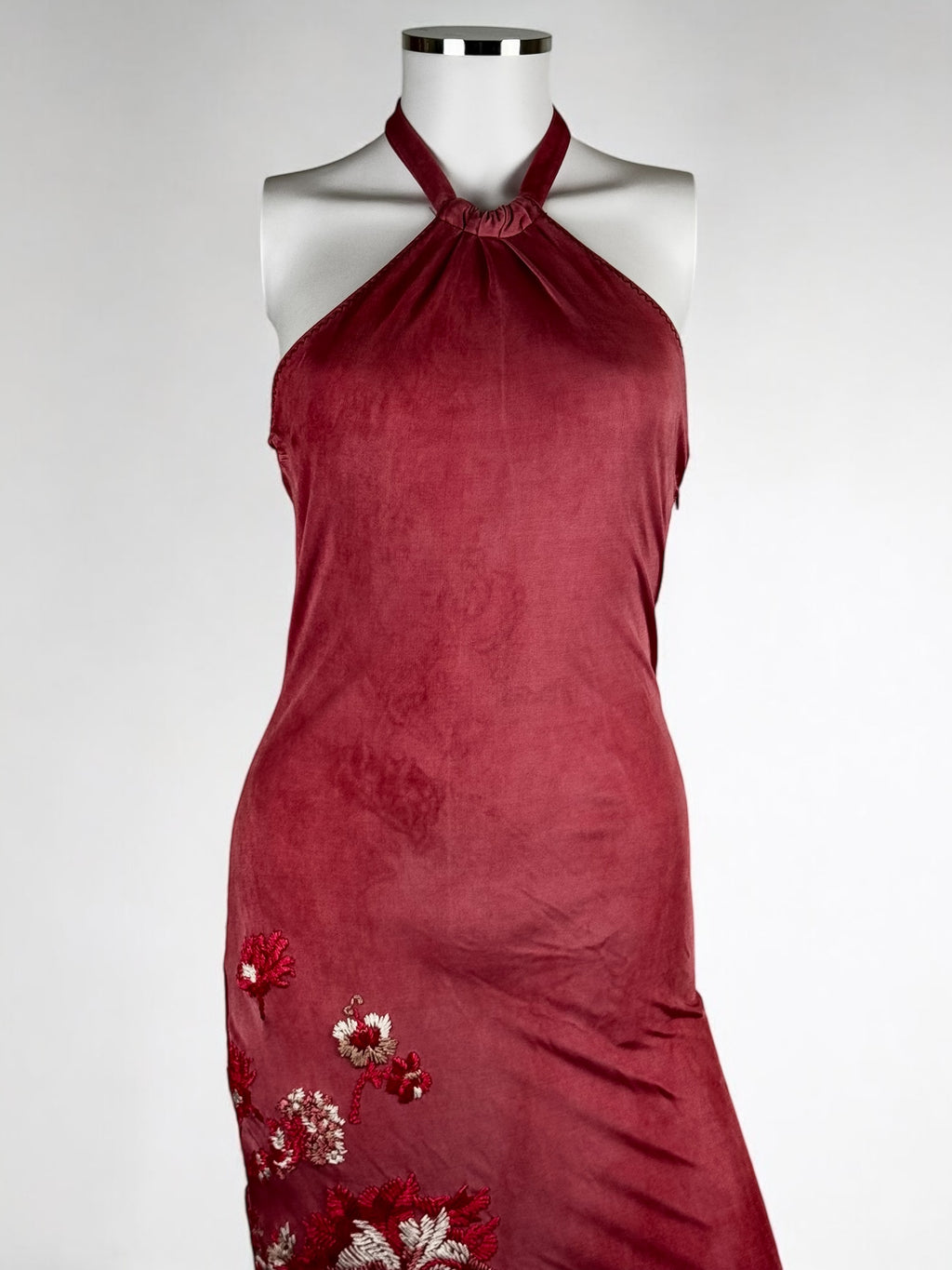 Roberto Cavalli CLASS Pink Embroidered Halter Dress, c. 2000s