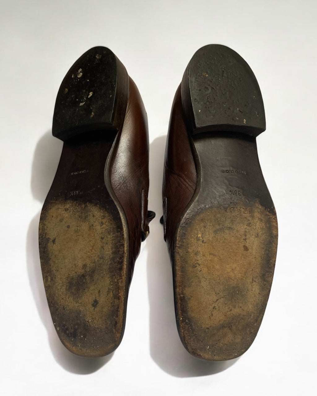 Prada Brown Leather Chain Loafers, c. 2000s