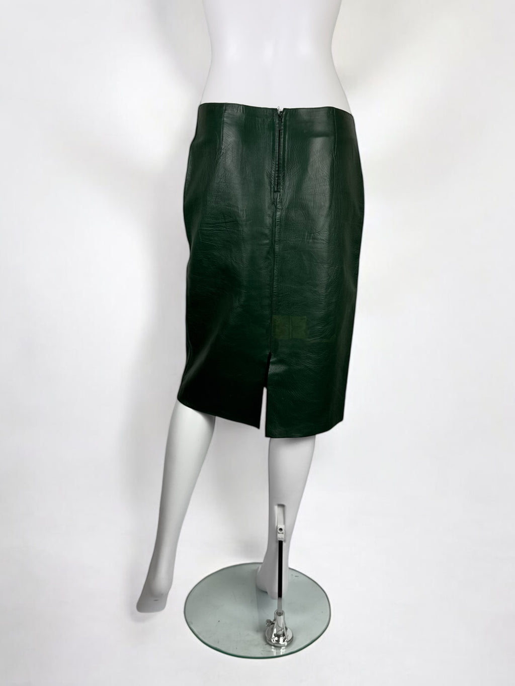 Gucci by Tom Ford Green Leather and Fur Skirt, FW 1999