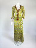 Alberta Ferretti Silk Printed Blouse and Skirt Set, SS 2000